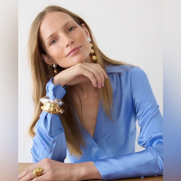 J.Crew Limited-edition maxi collared slip dress in shiny crepe - Picture 4 of 8